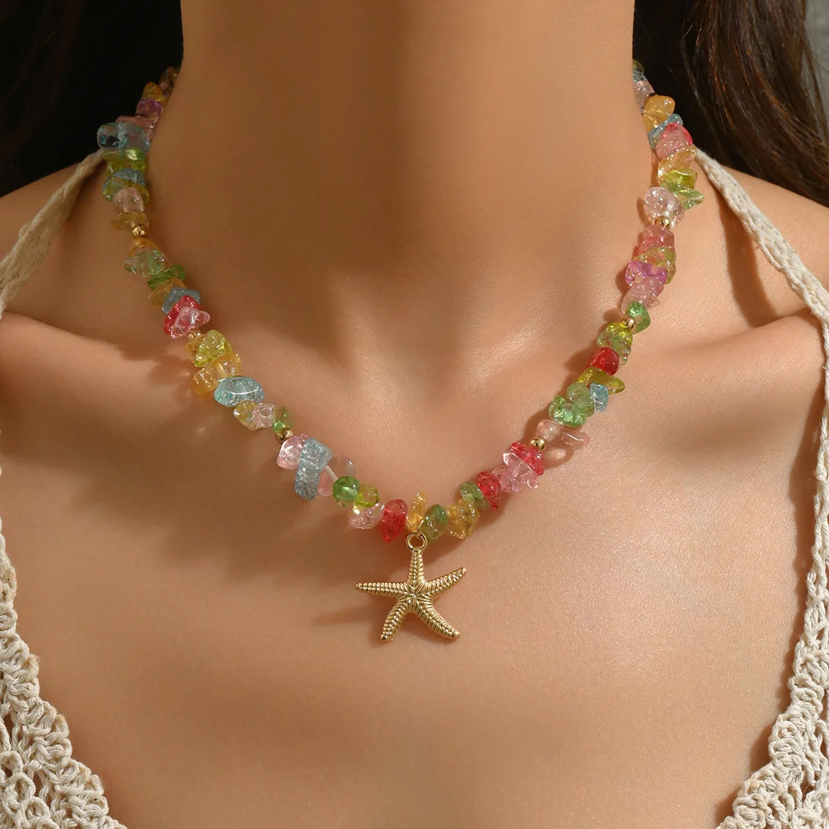 New Beach Style Seashell Necklace Beaded Choker Necklaces for Women Handmade Starfish Pendant Fashion Ocean Jewelry Чокер