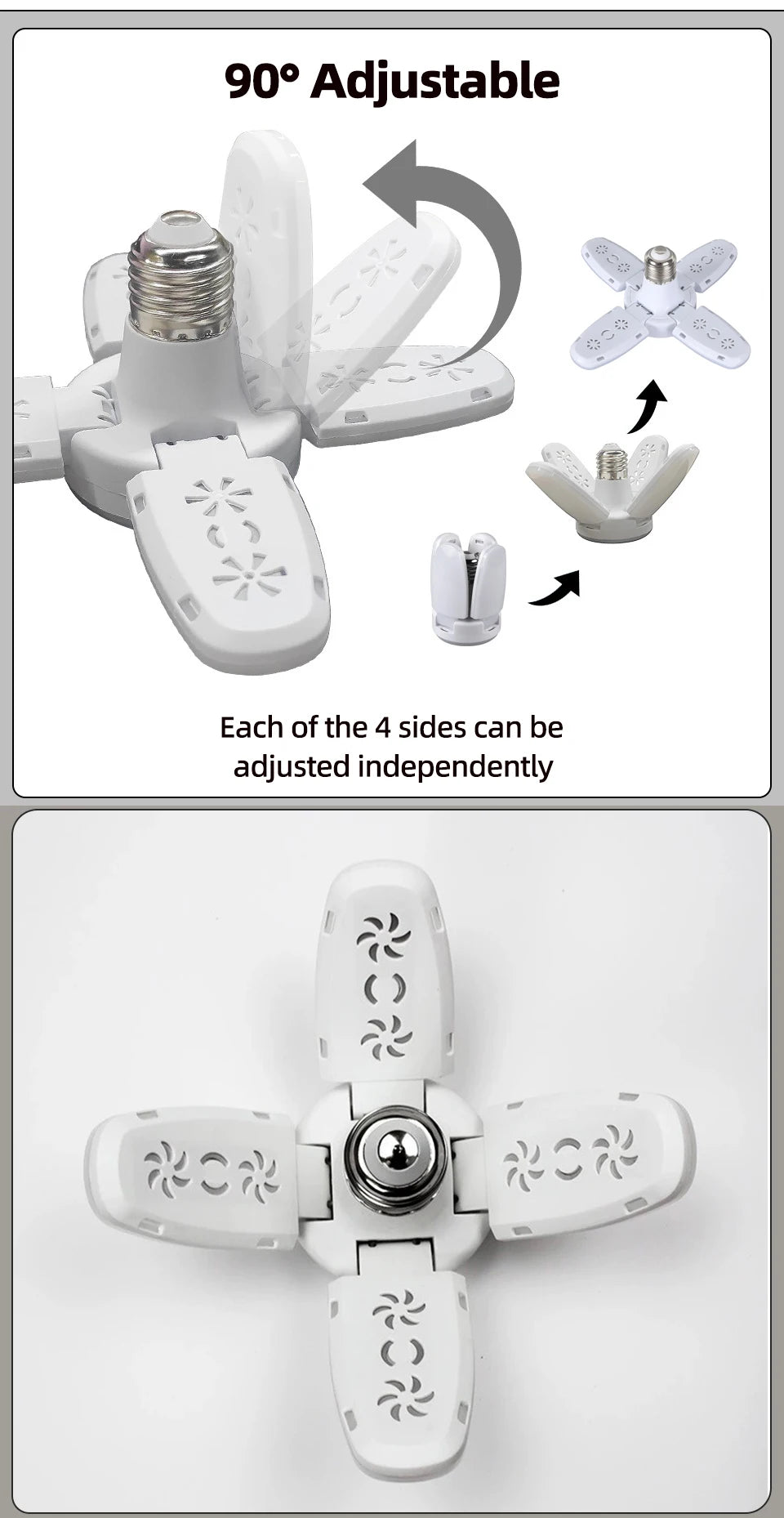 E27 Fan Shape Foldable 28W LED Bulb AC220V/110V Deformation for Home Ceiling Lights Warehouse and Garage White Light 6500K Bulb