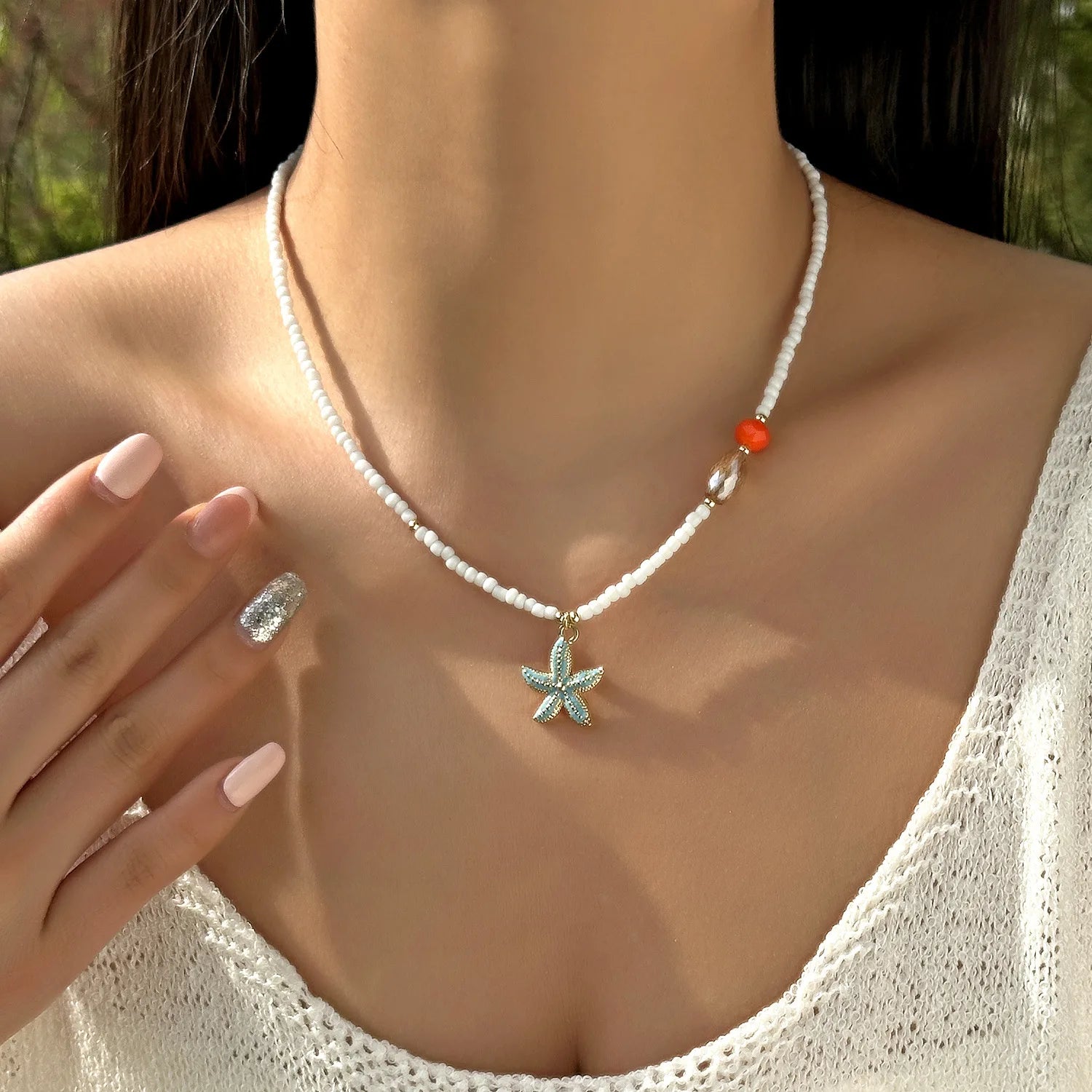 New Beach Style Seashell Necklace Beaded Choker Necklaces for Women Handmade Starfish Pendant Fashion Ocean Jewelry Чокер