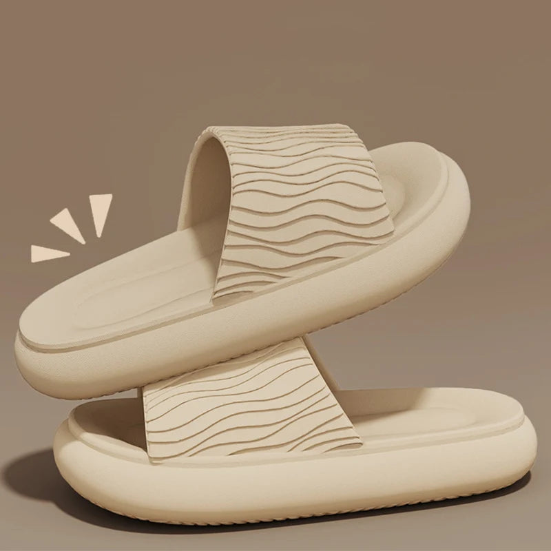 Soft Bottom Eva Cloud Slippers Women Red Thick Platform Pillow Slides Woman 2025 Summer Non Slip Beach Sandals Couple Flip Flops