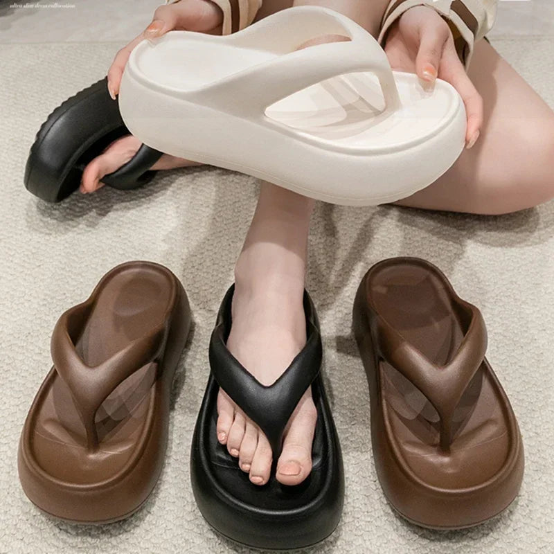 Summer Thick Bottom EVA Flip Flops for Women Non Slip Platform Sandals Woman Fashion Clip Toe Outdoor Slippers Soft Beach Slides
