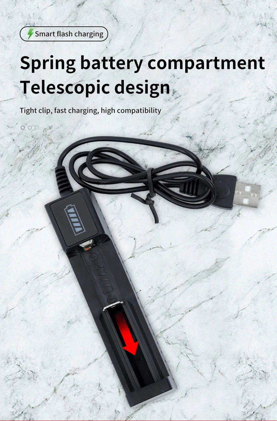 18650 Battery Charger 1/2/4 Slots Dual 18650 Charging 3.7V  Rechargeable Lithium Battery USB Charger For 16340 14500 18650