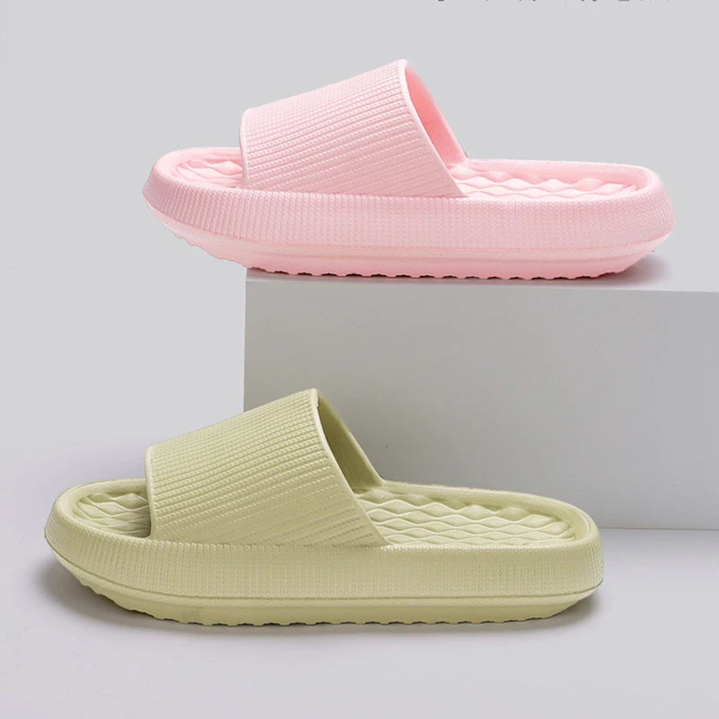 Lucyever 2024 Summer Non-slip Soft Cloud Slippers Women Comfy Eva Thick Platform Slides Woman Couple Bathroom Home Flip Flops 45