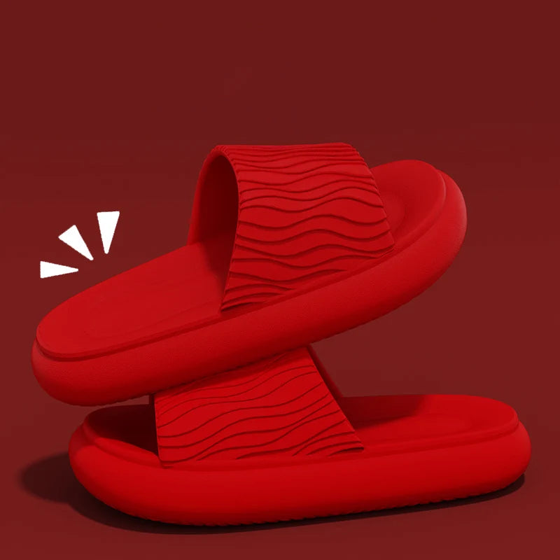 Soft Bottom Eva Cloud Slippers Women Red Thick Platform Pillow Slides Woman 2025 Summer Non Slip Beach Sandals Couple Flip Flops