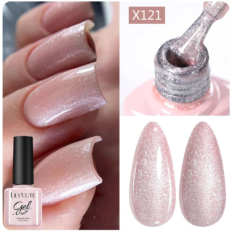 LILYCUTE 8ml Pink Dried Flower Gel Nail Polish Natural Flower Fairy Nail Art Gel Soak Off UV LED Painting Varnish For Nails DIY