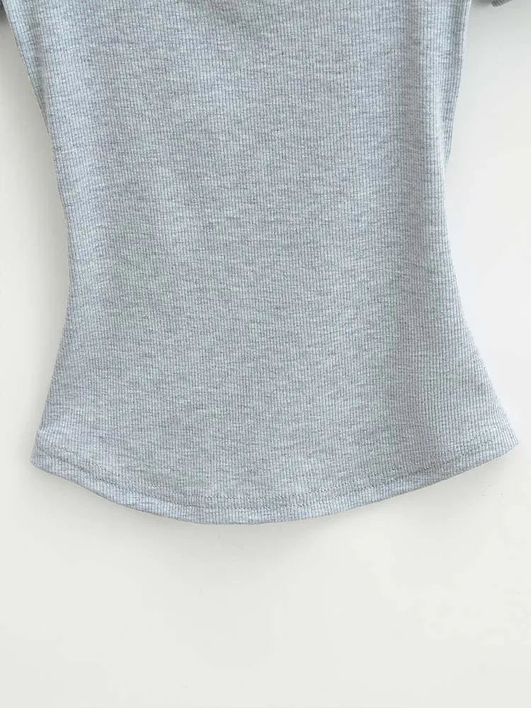 Square Collar High Stretch Summer Crop Tops Women Short Sleeve Tops Sexy Pullover Bottoming Blouses Slim T-shirt