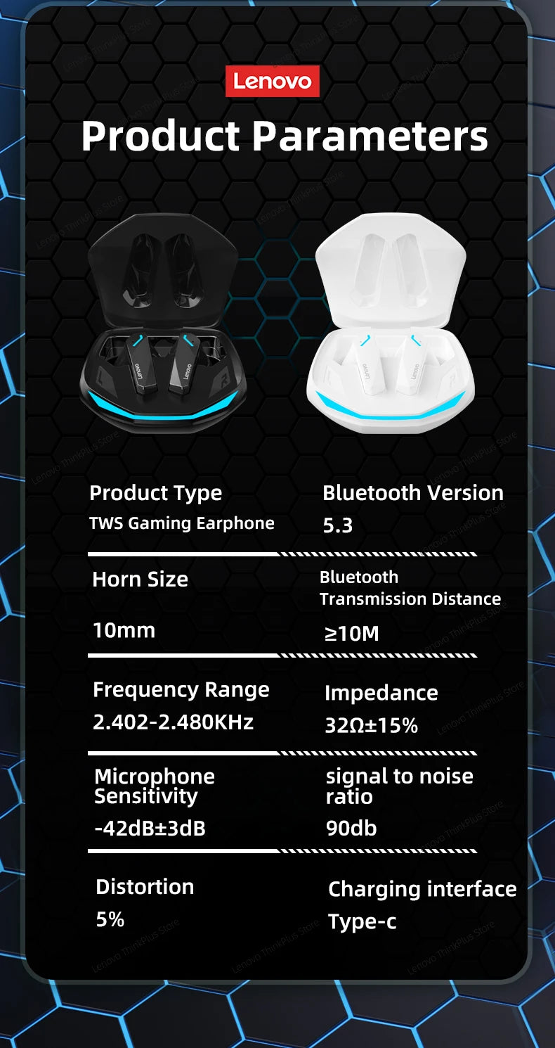 Lenovo GM2 Pro Gaming Earphones Bluetooth 5.3 Sport Headset Dual Mode HD Call Noise Reduction Earbuds with Mic Music Earphones