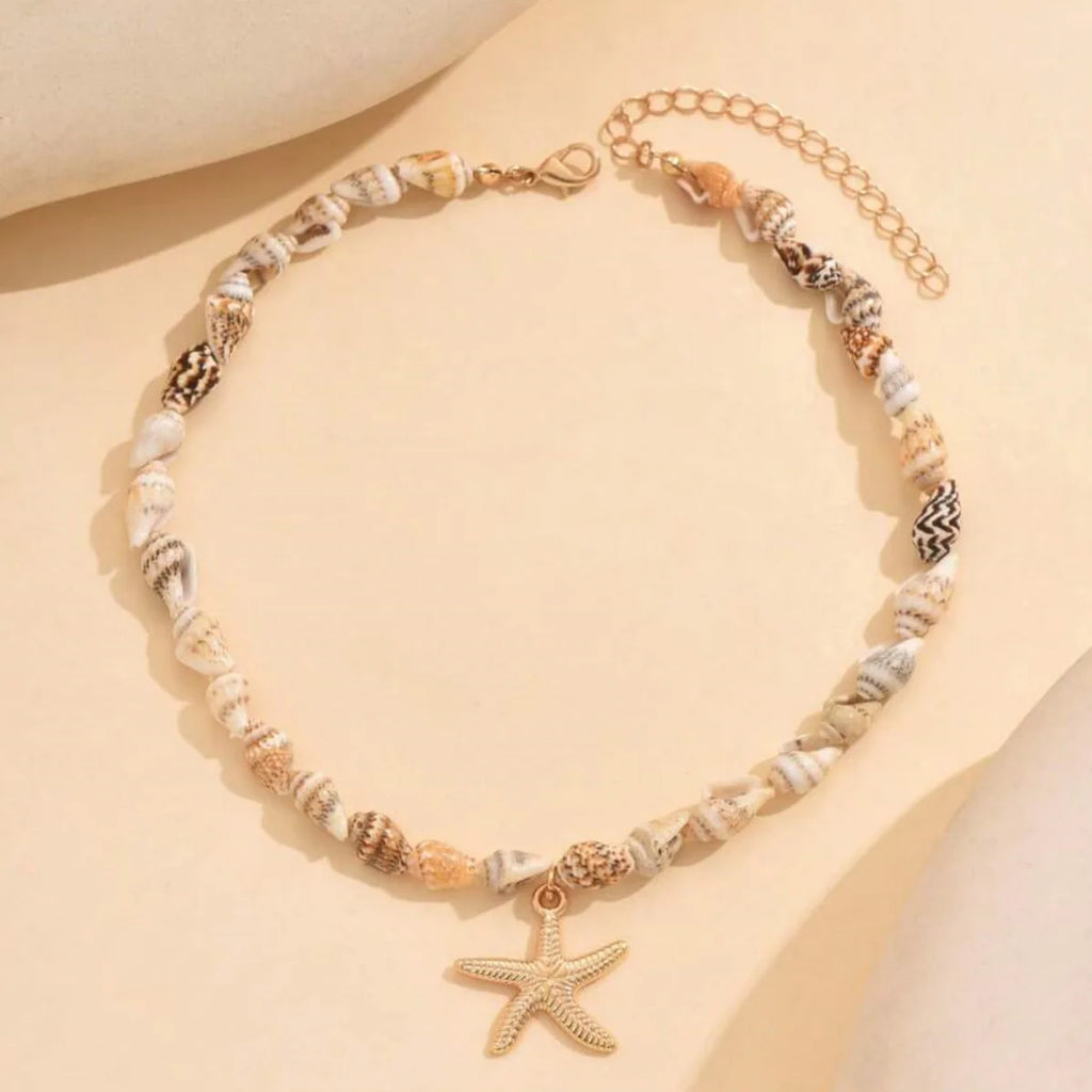 New Beach Style Seashell Necklace Beaded Choker Necklaces for Women Handmade Starfish Pendant Fashion Ocean Jewelry Чокер