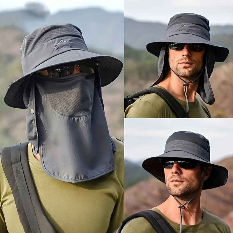 Sun Protection Bucket Hat With Removable Face Mask - Perfect For Summer Outdoor Activities